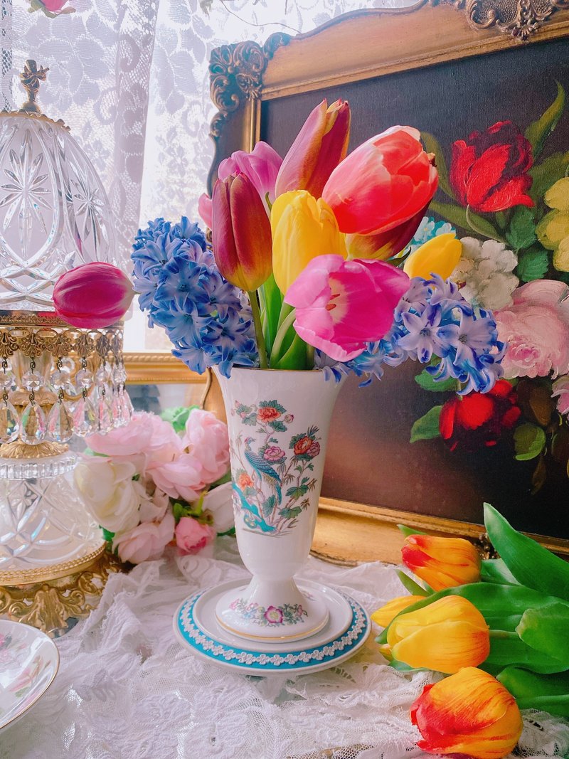 英國製 Wedgwood 手繪喜鵲牡丹花瓶 花器 庫存品 母親節送禮 - 花瓶/花器 - 瓷 多色