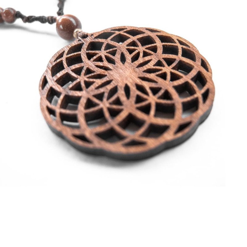 Seed of Life x2 Double Pendant Necklace - 項鍊 - 木頭 咖啡色