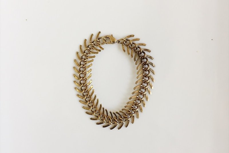 fish bone shape simple style brass bracelet - สร้อยข้อมือ - โลหะ สีทอง