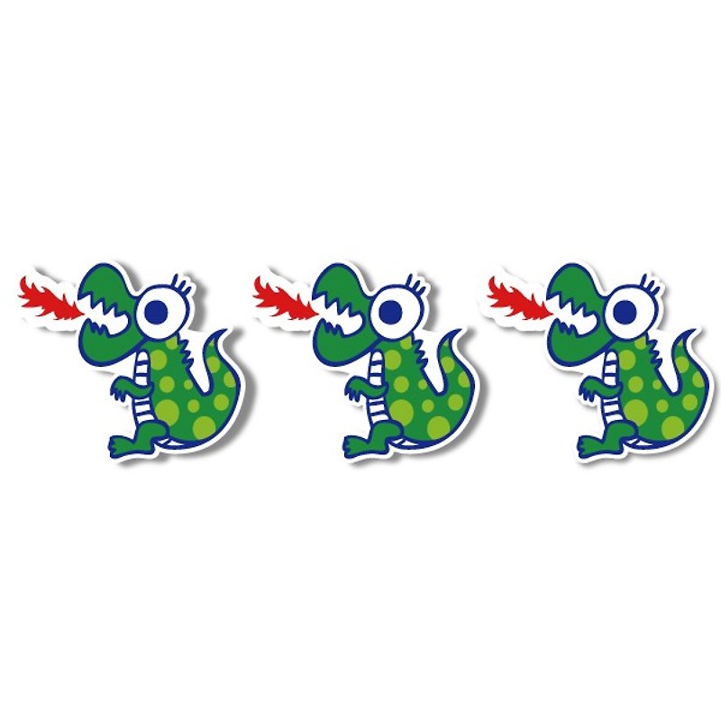 1212 fun design funny stickers everywhere waterproof stickers - quack fire breathing dragon - สติกเกอร์ - วัสดุกันนำ้ สีเขียว