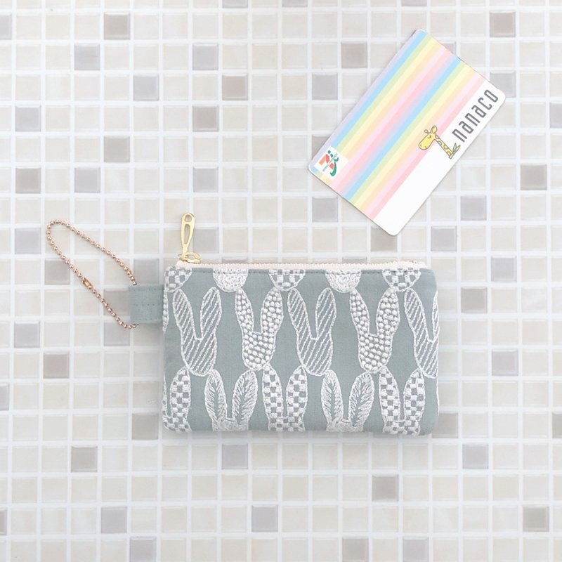 Sold out - Will be restocked mina perhonen choucho & pomppia Rabbit Mini Pouch - Coin Purses - Cotton & Hemp Green