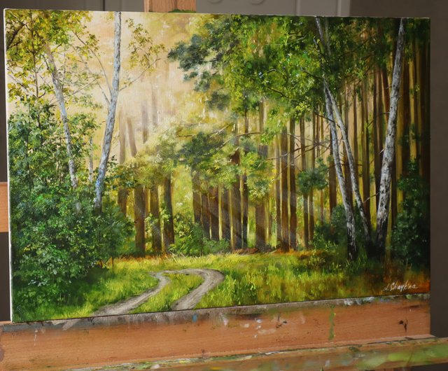 Oil Painting, Forest Painting, 2024 Landscape painting, Oil Painting Original, Tree Wall Art, Wall Art, Woodland Path, Winter painting