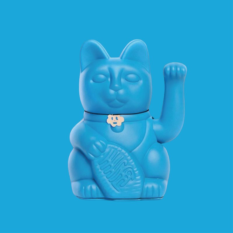 【Diminuto Cielo Lucky Cat】 Tiny Sky Lucky Lucky Cat-Bright Blue 18CM - ตุ๊กตา - วัสดุอื่นๆ สีน้ำเงิน