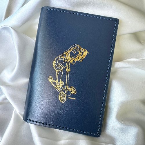 MELLOWHIDE 客製似顏繪 燙金真皮護照套 手工製作 皮革護照夾