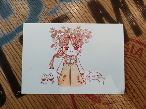 琪琪心靈插畫工作室 歡樂植物夥伴鋼筆淡彩原畫