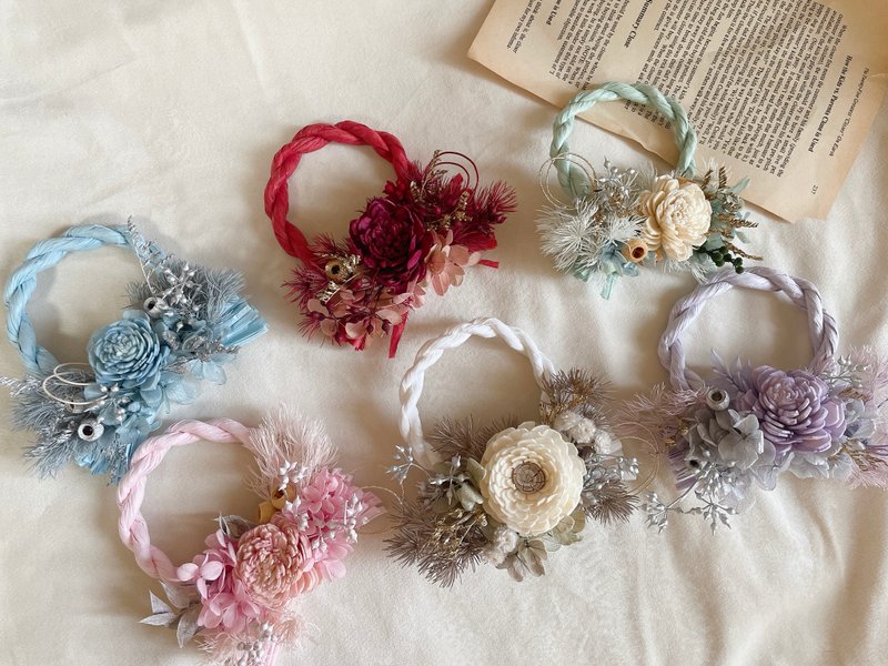 現貨/迷你注連繩/日式注連繩/新年賀禮/新年花禮/日式掛飾/注連繩 - 壁貼/牆壁裝飾 - 植物．花 多色