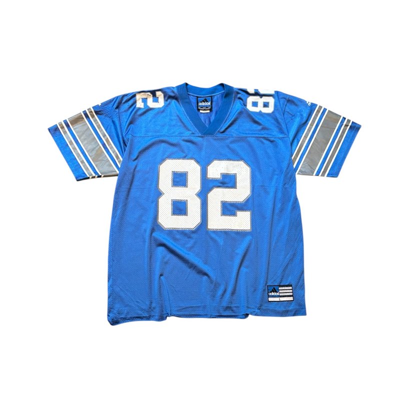 90s Adidas NFL 底特律雄獅隊 Crowell 82 - 男 T 恤 - 聚酯纖維 多色