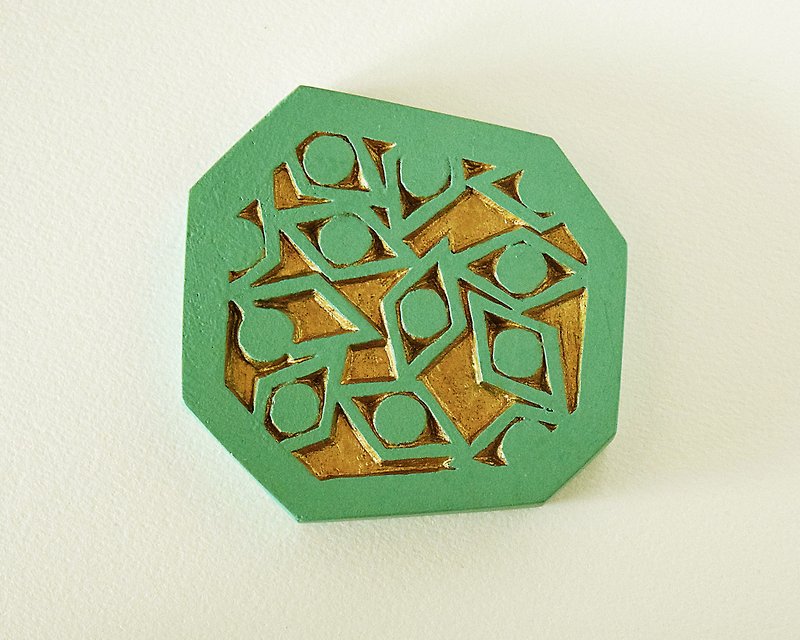 幾何学的なハンドミラーミニ（鋭い目-コバルトグリーン） - メイク道具・鏡・ブラシ - プラスチック グリーン