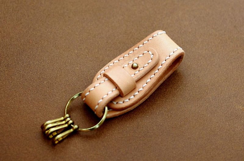 Keychain [orders] production of leather saddle leather - Other - Genuine Leather Khaki
