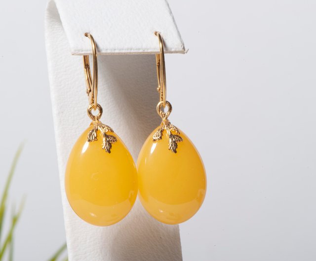 Yellow amber clearance earrings