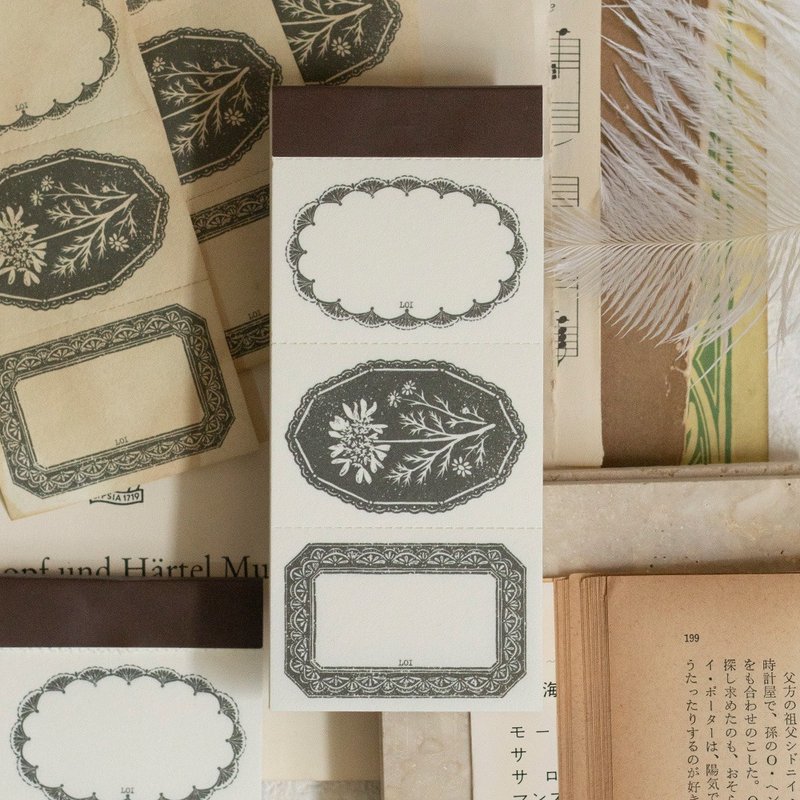 三連拍 - 蕾絲花 便箋本 - 便條紙/便利貼 - 紙 卡其色