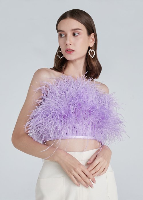 sginstar Gina lavender purple feathers top for women