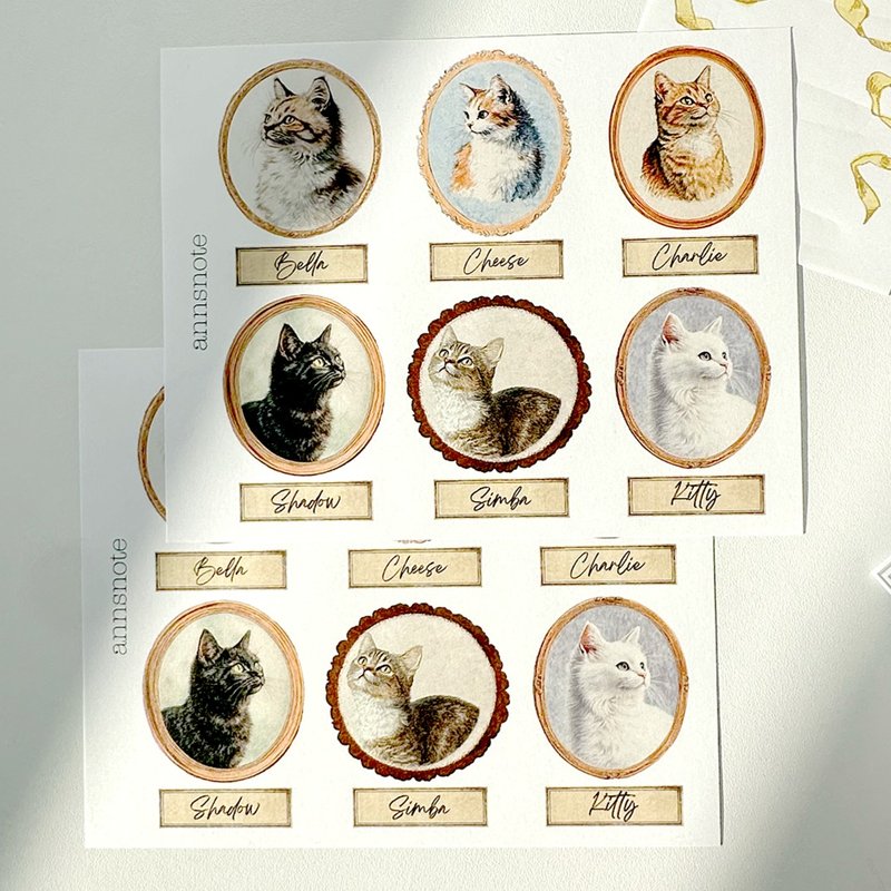 cat frame paper 120g (anns note) vintage collage - 貼紙 - 紙 多色