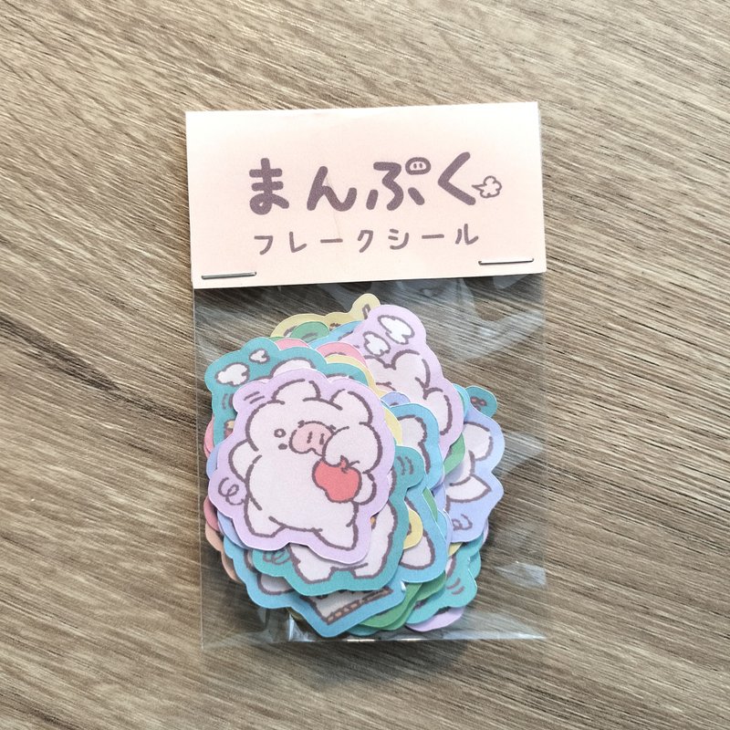 まんぷく ブタさん フレークシール - 貼紙 - 紙 多色