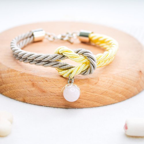 Naminostudio Mashmallows Rope Bracelet with Lucky Stone - Grey&Yellow