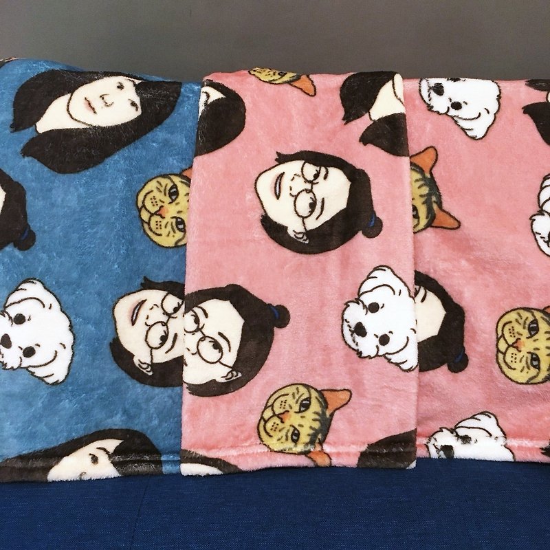 FunPrint 客製 插畫毛毯 被子 毯子 可以有四個圖案的插畫 - 床包/寢具 - 其他材質 粉紅色