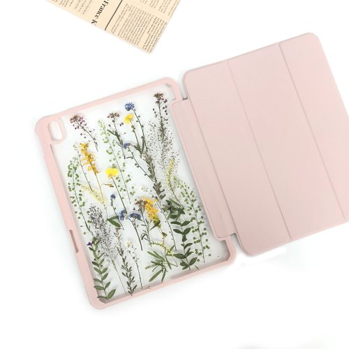 FeimeiPresents 綠草黃花壓花 iPad 保護殼 iPad Air 11in 13in iPad Pro 11in 13