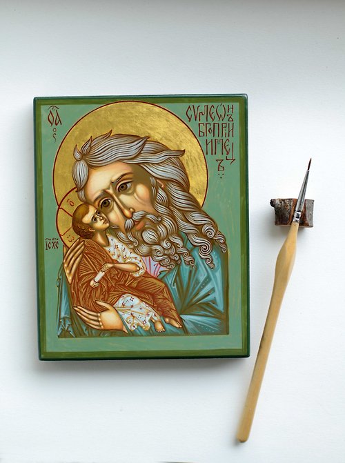 Orthodox small icons hand painted orthodox wood icon Saint holy righteous Simeon the God-bearer art