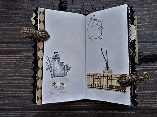 Large Halloween junk journal handmade Gothic spooky notebook