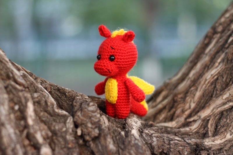 Baby dragon, Fire dragon, Crochet dragon, Crochet dragon Stuffed toy, dragon toy - 寶寶/兒童玩具/玩偶 - 羊毛 