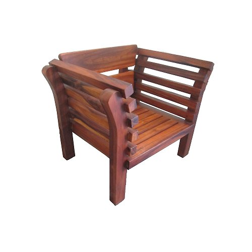 吉迪市 JatiLiving 【吉迪市100%原木家具】SN036C 原木造型扶手單人沙發椅 單人位