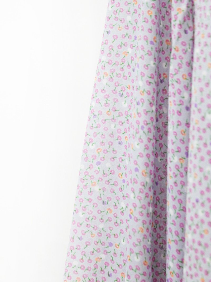 【RE1021T251】秋日本製復古粉紫色小花朵古著襯衫 - 恤衫 - 聚酯纖維 紫色