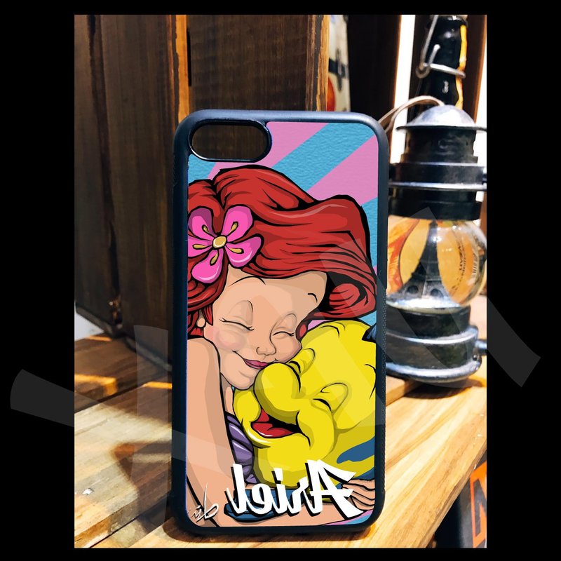 小美人魚 愛麗兒 手繪 手機殼 iPhone 14 13 12 11 XR X 8 7 - 手機殼/手機套 - 矽膠 
