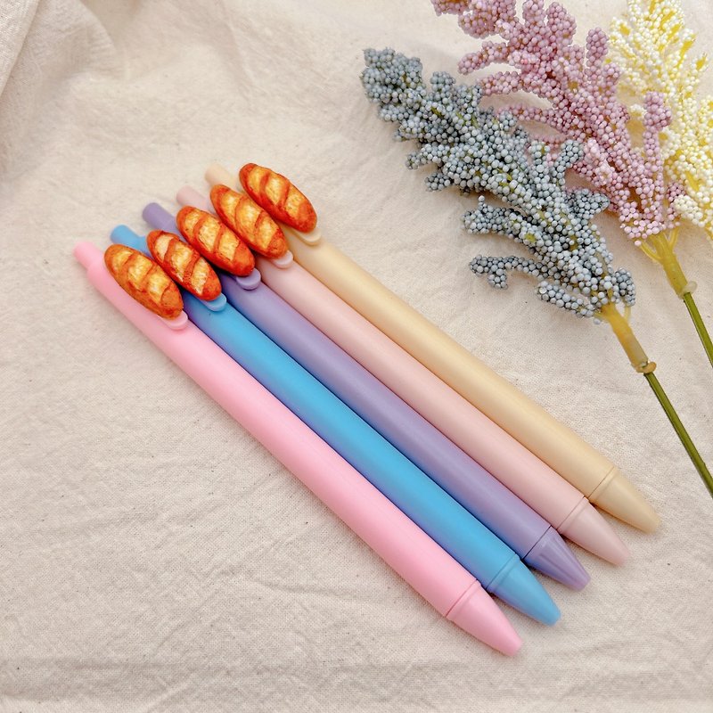 Mini baguette 0.5 gel pen comes with 1 refill | Macaron color push-type pocket food - Ballpoint & Gel Pens - Clay Multicolor