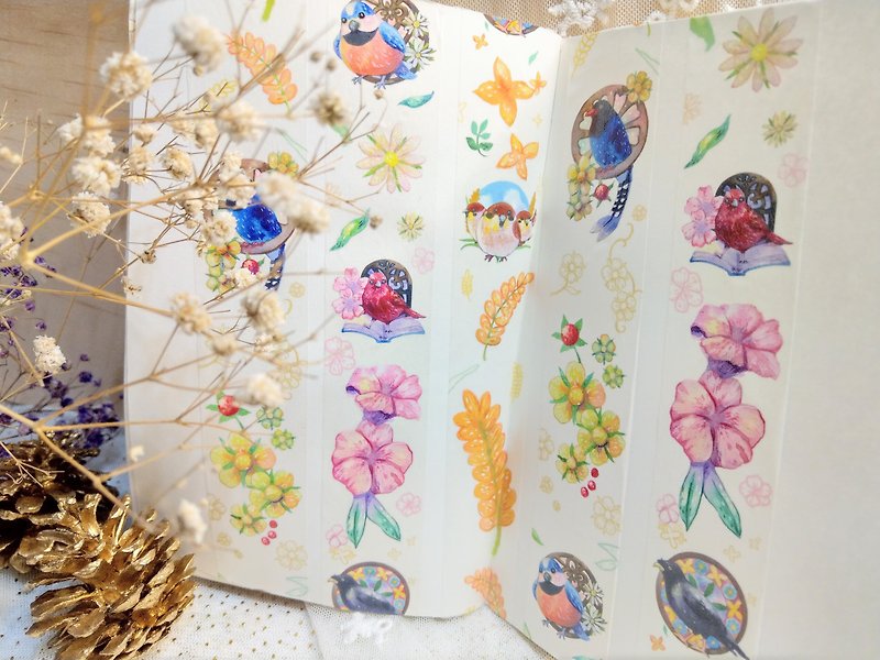 台湾の花と鳥の紙テープ - マスキングテープ - 紙 多色