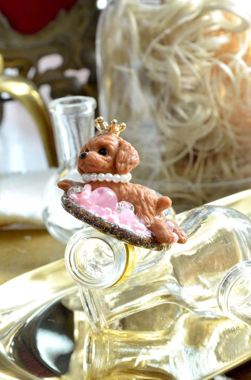 Brown Lady Bubble Bath Ring Poodle POODLE BUBBLE BATH Little Prince Little Princess - แหวนทั่วไป - พลาสติก สีนำ้ตาล