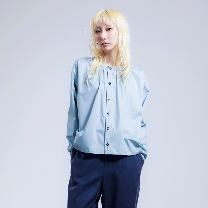 ドレープ切り替えオープンカラーシャツ - シャツ・ブラウス - その他の素材 