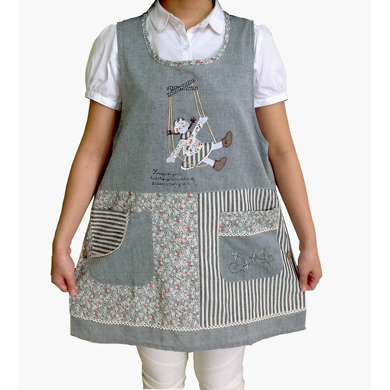 [BEAR BOY] Swing Girl Apron-Blue (Side Buckle) - Aprons - Other Materials 