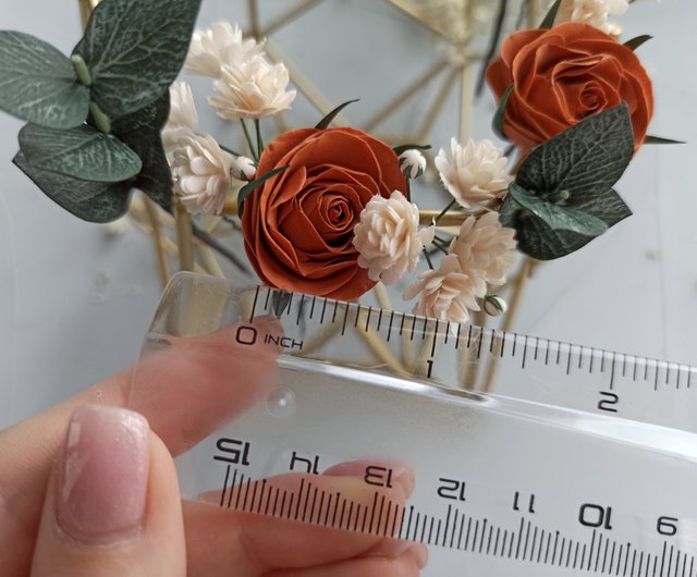 Sage green wedding eucalyptus terracotta hair pins Fall flower rose hair  clip - Shop AlenaWedding Hair Accessories - Pinkoi