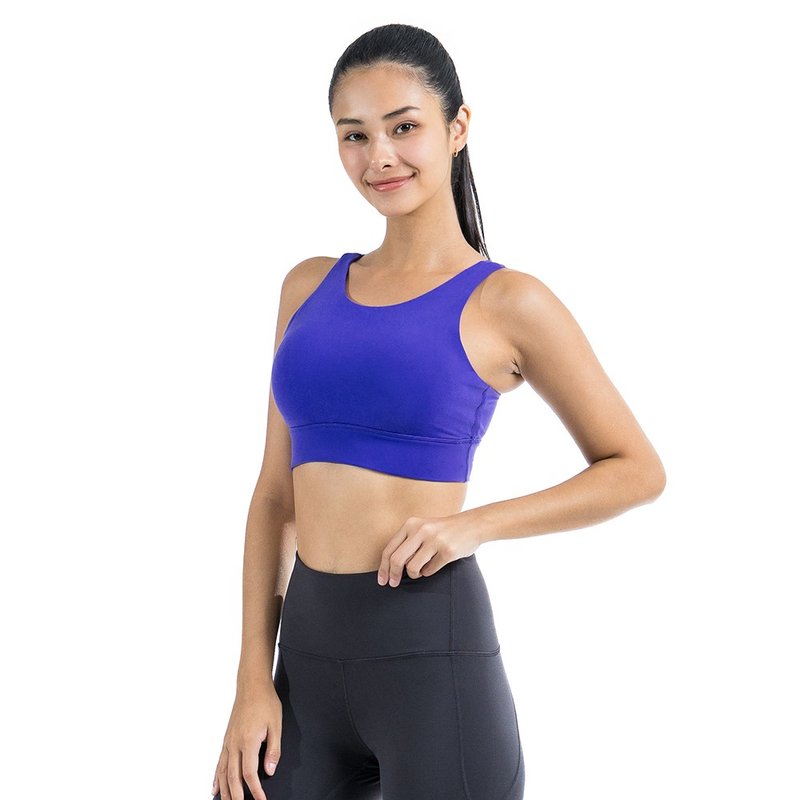 【NAMASTE】Adela 小三角雙肩短上衣 - 寶藍 - 運動內衣 - 尼龍 藍色