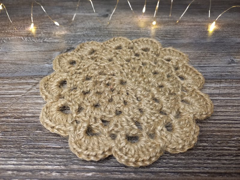 Jute crochet mug rug Placemat Jute napkin Eco friendly product - 餐桌布/桌巾/餐墊 - 環保材質 卡其色