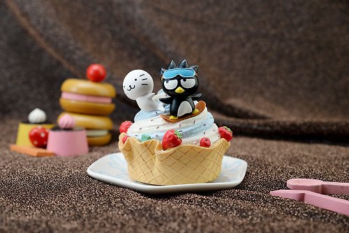 JARLL 讚爾藝術 酷企鵝 冰淇淋 音樂鈴擺飾+盤子