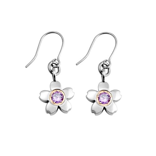 TiMISA 純鈦飾品 櫻花(S)-神秘紫 純鈦耳環 不過敏 買即送鈦貼兩入贈鈦貼兩入