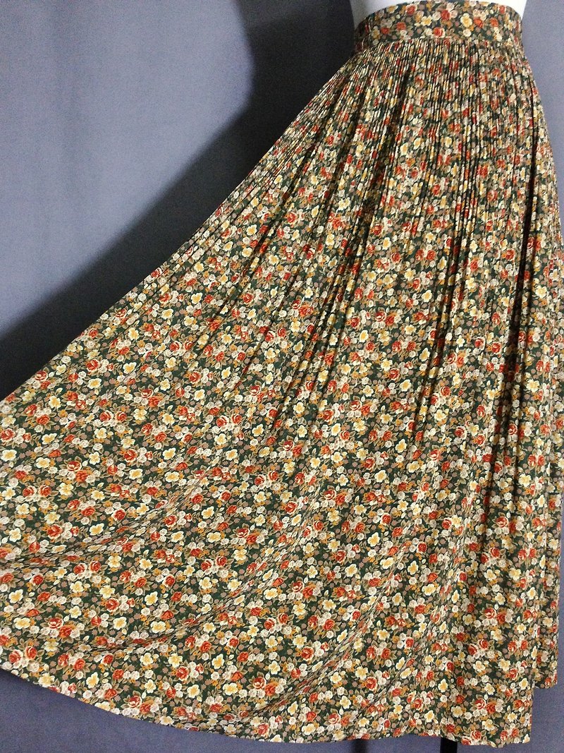 Ping pong ancient [ancient skirt / green bottom flower big skirt pants] foreign bring back VINTAGE - Skirts - Polyester Multicolor
