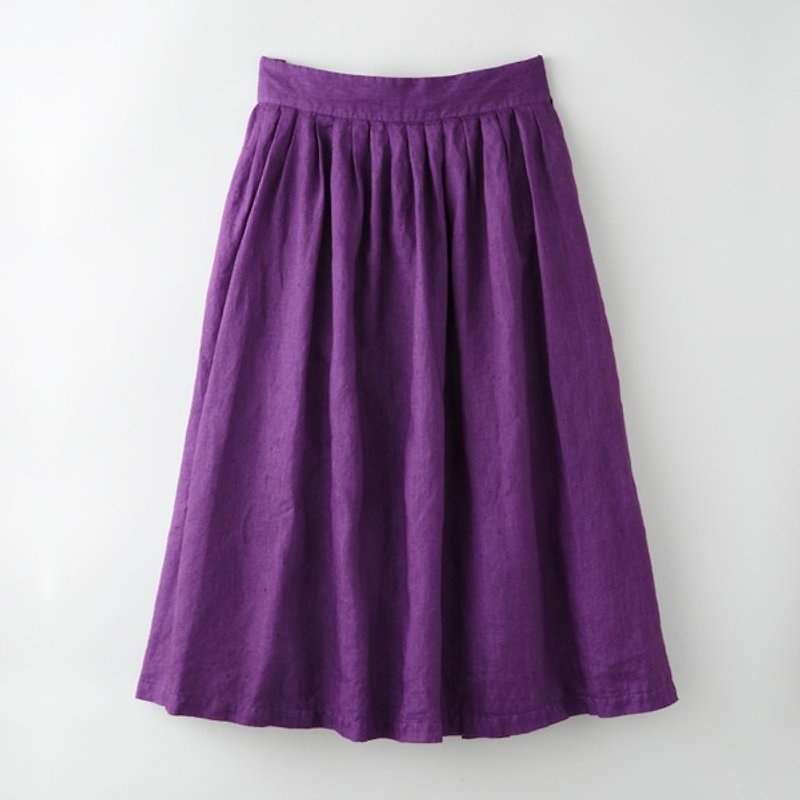 Botanical Dyed Prune Dyed Hemp's skirt 8612-05014-00 - กระโปรง - ผ้าฝ้าย/ผ้าลินิน สีม่วง