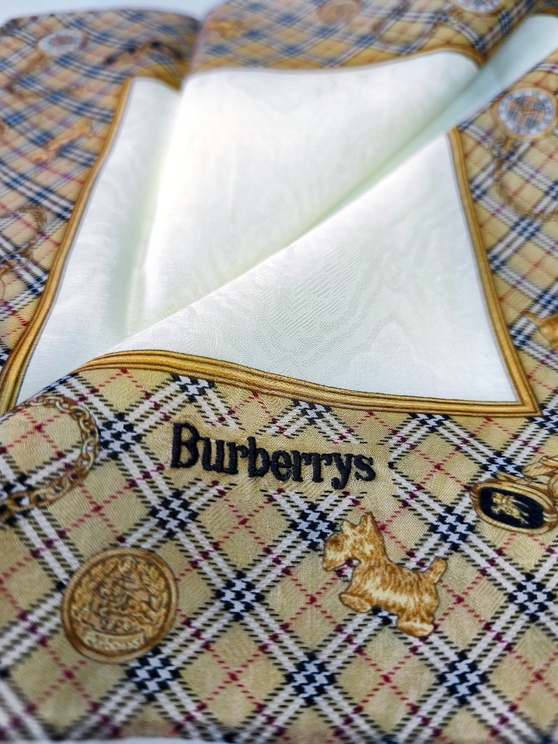 Burberry Vintage Handkerchief Men Accessories 21 x 21 inches. - 手帕 - 棉．麻 金色