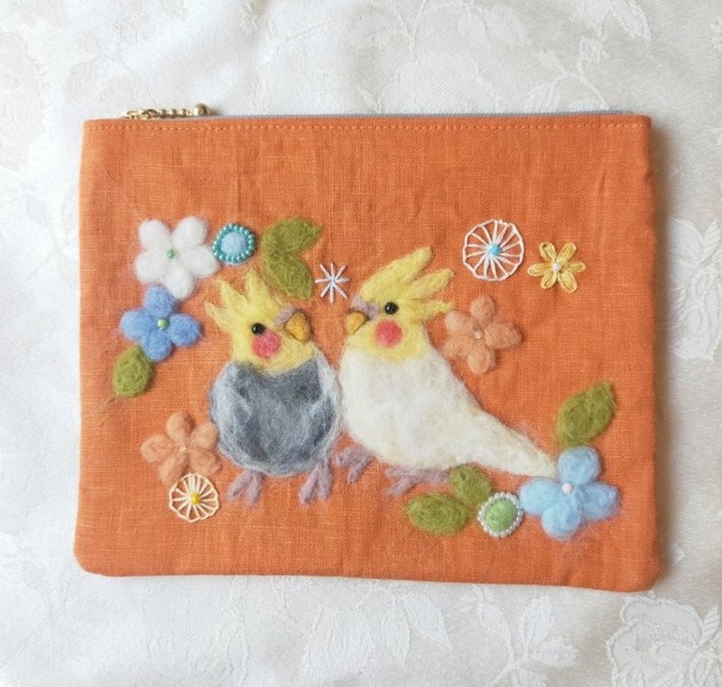 [SALE] Cockatiel pouch - Toiletry Bags & Pouches - Cotton & Hemp Orange