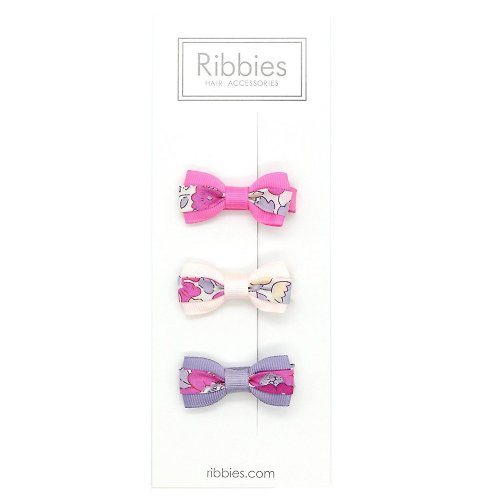 Ribbies 台灣總代理 英國Ribbies 雙色緞帶蝴蝶結3入組-Besty Hot Pink
