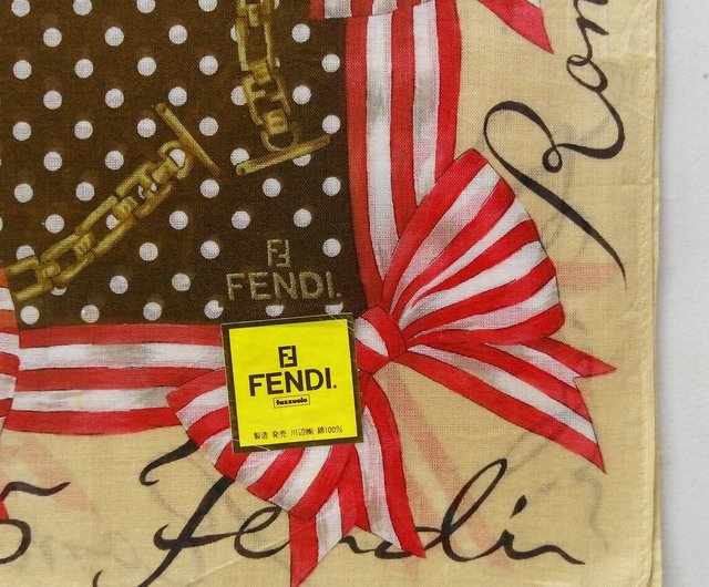 FENDI ヴィンテージ ハンカチ リボン チェーン 18 x 18 インチ