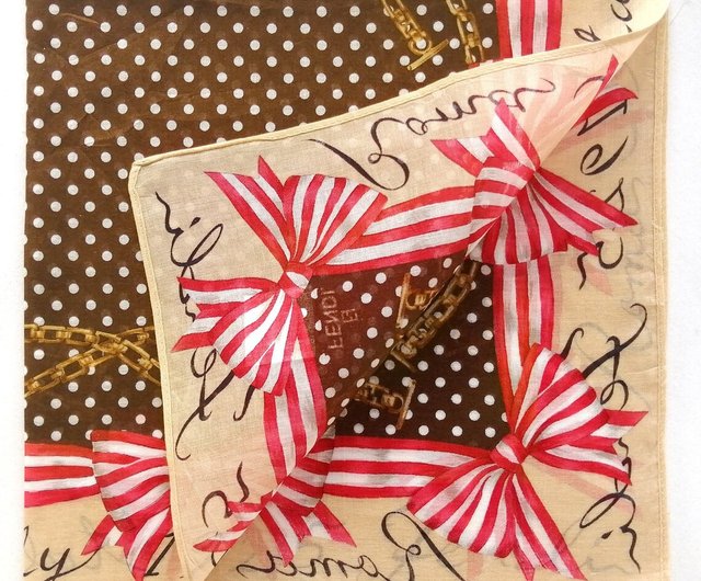 美品 FENDI ヴィンテージ スカーフ FENDI ヴィンテージ ハンカチ リボン チェーン 18 x 18 インチ