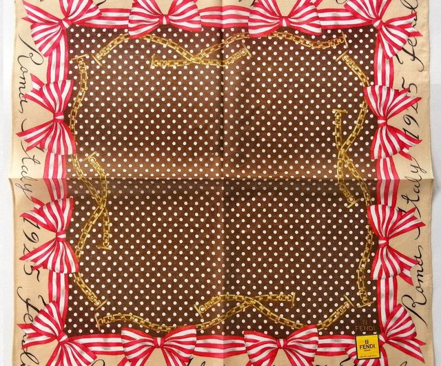 FENDI ヴィンテージ ハンカチ リボン チェーン 18 x 18 インチ