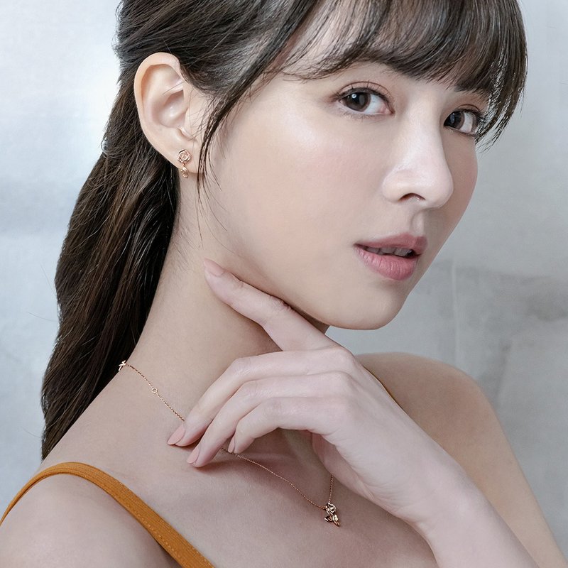 京華鑽石 迪士尼公主系列 美女與野獸貝兒玫瑰花 鑽石耳環 - 耳環/耳夾/耳骨夾 - 鑽石 