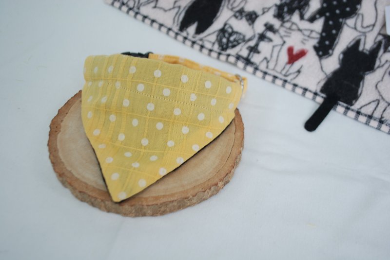 A-NI collar for cats and dogs triangular flag version - 項圈/牽繩 - 棉．麻 黃色