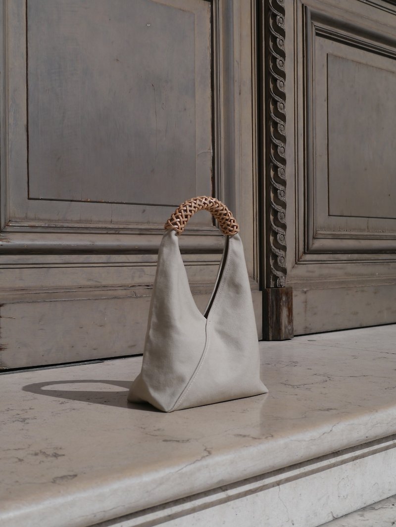 Cotton & Hemp Messenger Bags & Sling Bags Khaki - Woven Triangle Bag 36cm (Ivory)