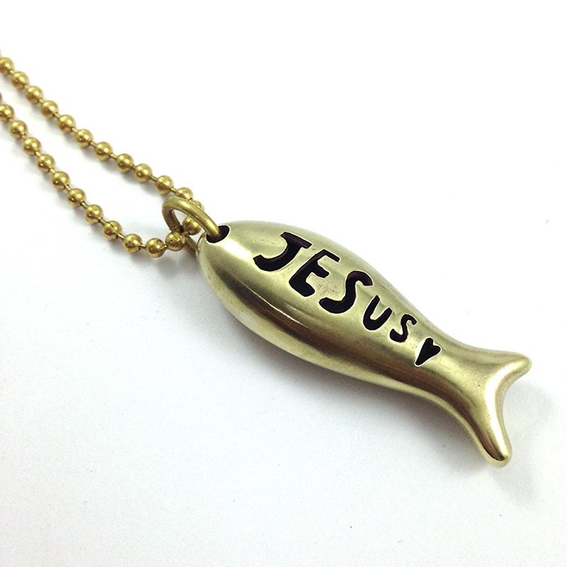 I ask you to win people like fish necklace key ring - สร้อยคอ - ทองแดงทองเหลือง สีทอง