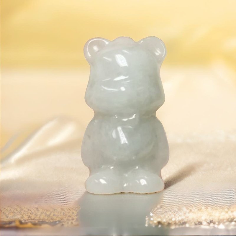 白翡翡翠熊熊 | 天然緬甸玉A貨翡翠 | 送禮 - 吊飾/掛飾 - 玉石 多色